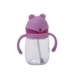 Copo Squeeze Infantil Rosa Com Canudo Flexível 350Ml 1227 Paramount