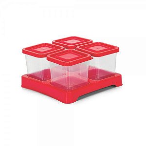 Conjunto Porta Temperos Condimentos Quadrado 4 Peças Transp