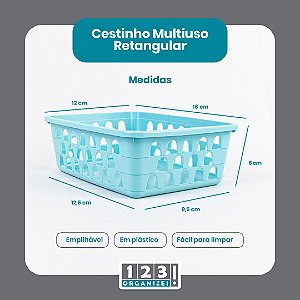Cesto Multiuso Organizador Pequeno REF023 16x12x6Cm Azul 123Organizei
