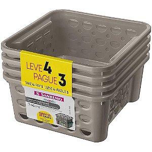 Cesta Empilhável Plástico 746ml Leve 4 Pague 3 Marrom Sanremo