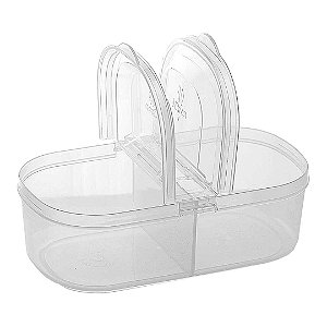 Marmita Fit 650 Ml Transparente Com Divisória e Tampa 18,4x10x6,2 Cm Nitron