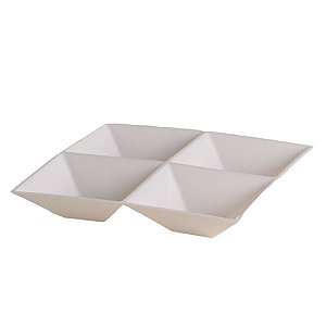 Petisqueira Quadrada Branca 4 Div LE CHEF 21,5x21,5x3,5Cm