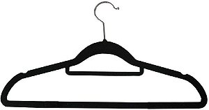 Conjunto de Cabide De Plástico Aveludado Grande  Luxo Preto 	2729 Lyor