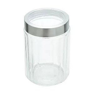 Pote de Vidro Organizador C/Tampa Inox e Visor Acrílico 1.2L