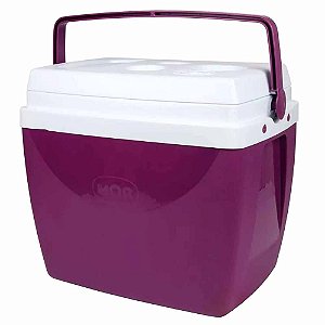 Caixa Térmica Cooler 34 Litros Resistente Prática Com Alça Comporta 50 Latinhas Berinjela Mor