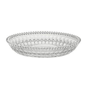 Mini Travessa de Vidro Oval 17x10,5x3,5CM Decorada