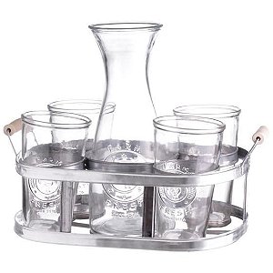 Kit Cozinha Jogo de Copos C/ Jarra De Vidro Juquerhy 6 Peças