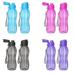 Garrafa Plástica Multiuso Squeeze Colors  Transparente 600ml