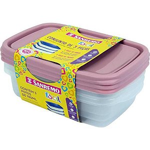 Jogo 3 Potes de Plástico Organizador Multiuso 785 ml
