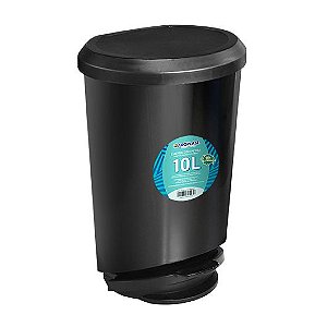 Lixeira Com Pedal e Tampa 10 Litros Multiuso Preta Label 25805PM	 Arqplast