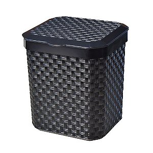 Lixeira Pia Rattan Preta Cozinha C/ Tampa Multiuso 05 Litros 25809PM Arqplast