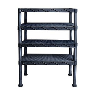 Estante Atena Rattan  Lateral 4 Níveis Preta Desmontável