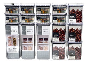 Kit 16 Potes Herméticos Quadrados Lumini 480/1000/2200ML