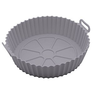 Forma Redonda de Silicone para Air Fryer Cinza 19cm x 6,5cm