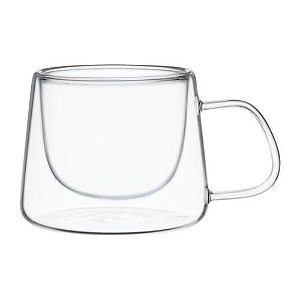 Caneca De Vidro Parede Dupla Fundo Falso 200ML 2 Peças