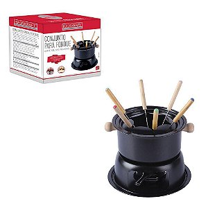 Conjunto Para Fondue 11 Peças Queijo ou Chocolate Preto