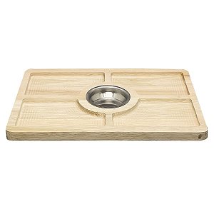 Petisqueira Em Madeira Com Molheira Central 37x24,5x2cm