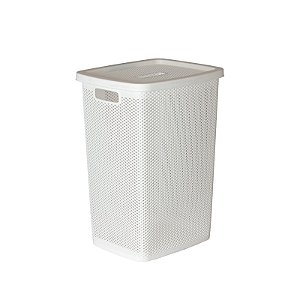 Cesto de Roupas 40 Litros Com Tampa Linea Branco 52 Cm