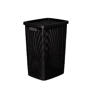 Cesto de Roupas 40 Litros Com Tampa Linea Preto 52 Cm