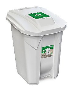Lixeira Cesto Grande 120 Litros Com Tampa Click Branca