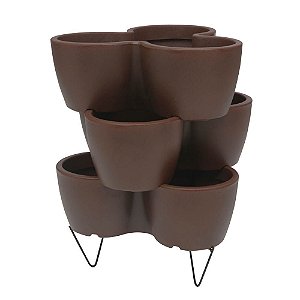 Kit 3 Vasos Horta Vertical 44x16 Cm Com Suporte Rusty Vasart