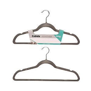 Jogo Com Dois Cabides  Aveludados  Grande 45 CM Cinza