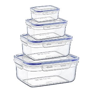 Conjunto de 4 Potes Herméticos Plástico 400/800/1400/2300 ML