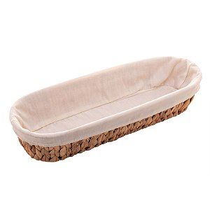 Cesta Oval de Fibra Natural com Forro em Tecido 43,5x15x8 Cm