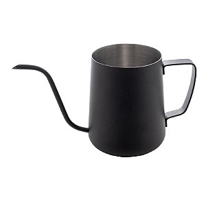 Leiteira de Aço Inox Bico de Pato Preta 600ml 23x9x11 Cm