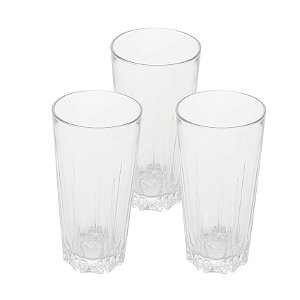 Conjunto 3 Copos Altos de Vidro Karat 350ml 14,5x7,5Cm Lyor