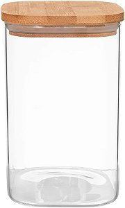 Pote Para Alimentos Hermético 1100 ml Com Tampa de Bambu