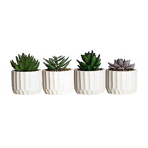 Vaso de Suculenta Artificial Decorativo Cimento 7,5X11,3CM