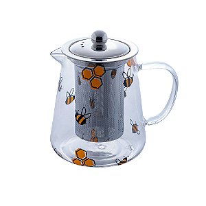 Chaleira de Vidro Com Filtro De Aço INOX Abelhas 750ML
