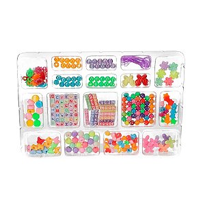 Kit Miçangas Infantil Bijuteria de Montar Pulseiras Bolinhas