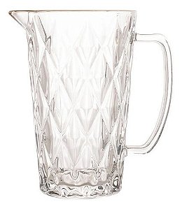Jarra de Vidro Com Alça e Fio de Ouro Diamond 1 Litro 20,5CM