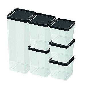 Kit 6 Potes Modulares Porta Mantimentos Plástico Bpa Free