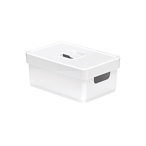 Organizador de Armário Média Com tampa Branca 25x17x10Cm