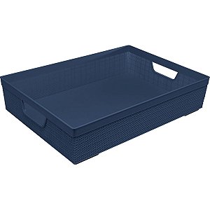 Organizador de Armário Multiuso Decorativo A4 Juta Azul 5,2L