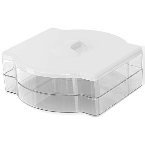 Porta Frios Mortadela Duplo Transparente Prático Com Tampa