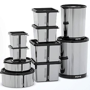 Kit 10 Potes para Alimentos Metallic C/Tampa Bpa Free Potte