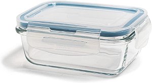 Potes de Vidro Retangular C/ Tampa e Travas Hermética 1040ml