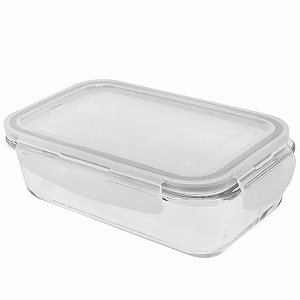 Potes de Vidro Retangular 1520ml C/ Tampa e Travas Hermética