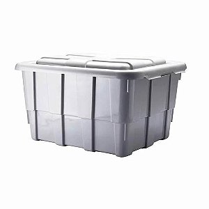 Organizador Box Fort 44 Litros Eco Com Tampa e Travas Cinza