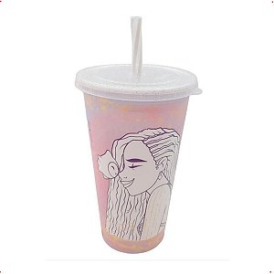 Copo Infantil Divertido Para Colorir 500ml C/ Tampa e Canudo