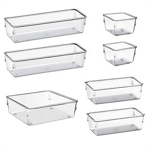 Kit 7 Potes Organizadores Multiuso Modular Tamanhos Sortidos