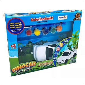 Carro Para Pintar + Dinossauro Com Tintas e Pincel Inclusos  PLAYDUO 6304