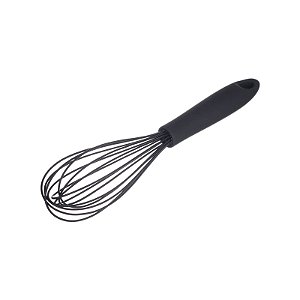 Batedor Manual Fio Silicone c/ Cabo em PP Preto 31cm