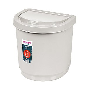Lixeira de Pia Com Tampa Flip 2,5 Litros Bege 13x16x20 Cm
