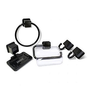 Kit Acessórios Para Banheiro Linha Caribe Preto C/ 5 Pçs