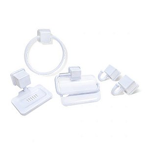 Kit Acessórios Para Banheiro Linha Caribe Branco C/ 5 Pçs